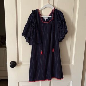 Speechless Navy Dress with Red Trim